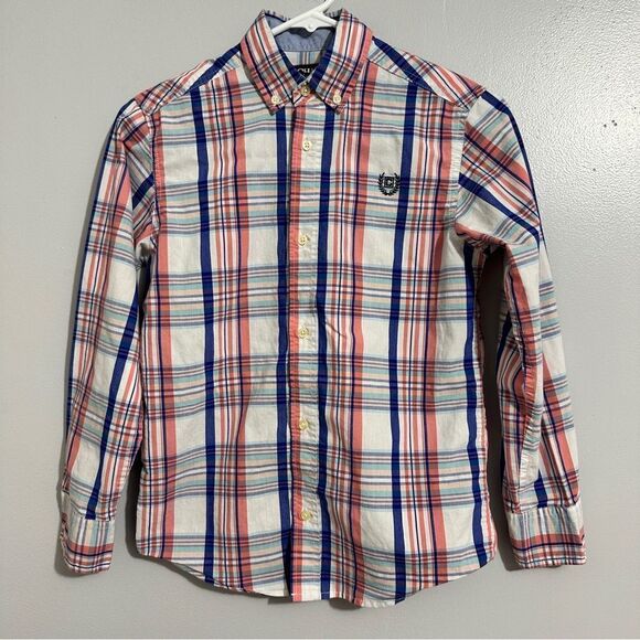 Chaps plaid button down long sleeved shirt size 10-12(M) - Picture 1 of 4